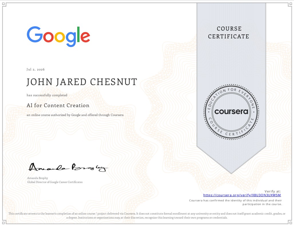 AI for Content Creation certificate