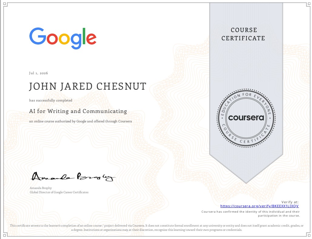 AI for Writing and Communicating certificate