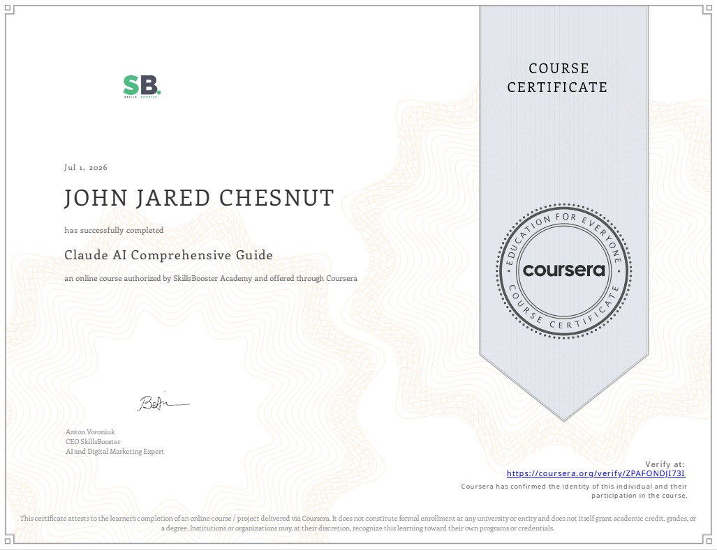 Claude AI Comprehensive Guide certificate